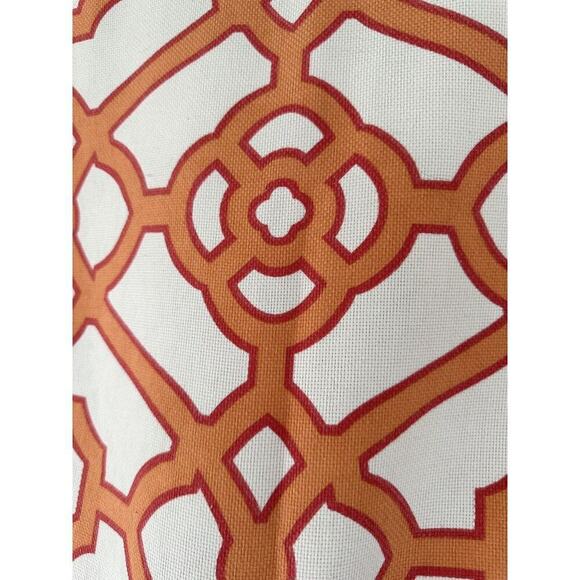 King Duvet Cotton Cream Orange Lattice Chain link MODERN 1 Sham Hand Made - Picture 7 of 9